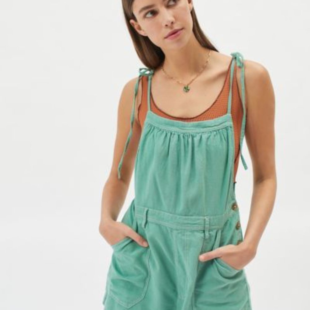Urban Outfitters Linen Ivy Tie-shoulder Short Overall